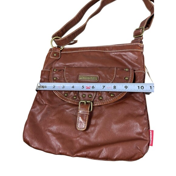 Unionbay Crossbody Bag Cognac Brown Faux Leather Studded Buckle Purse NWT - Picture 11 of 13